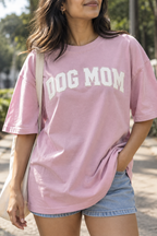Dog Mom Varsity Tee | Puff Print Oversized T-Shirt