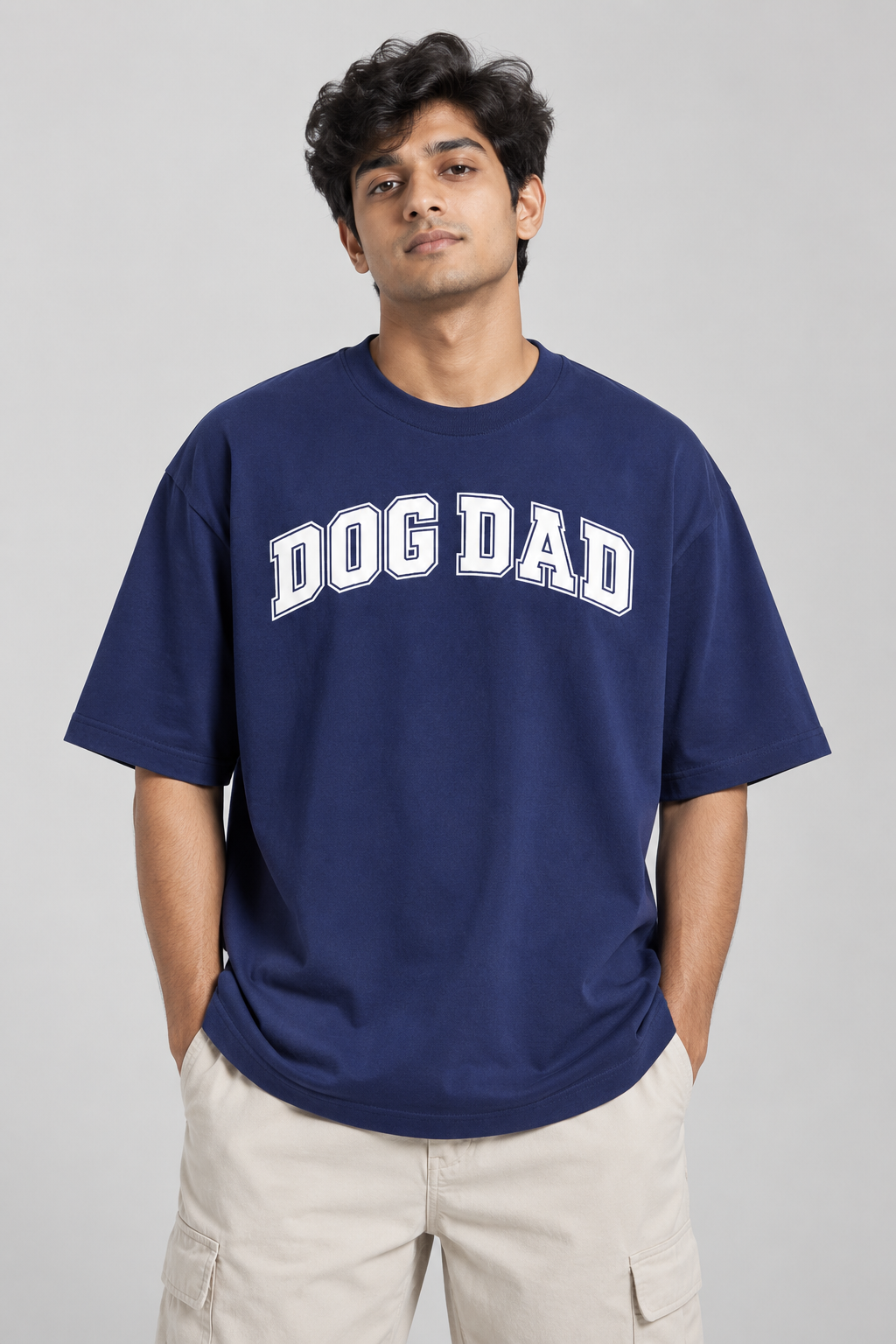 Dog Dad Varsity Tee | Puff Print Oversized T-Shirt