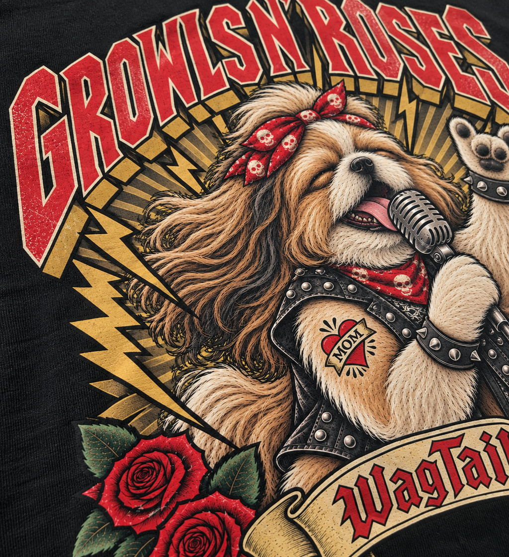Shih Tzu Growls N' Roses Oversized T-Shirt