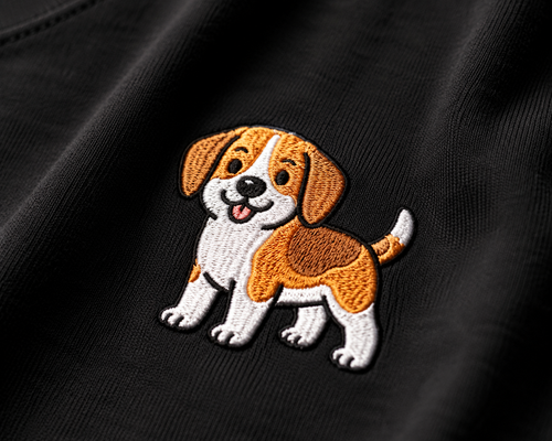 Beagle Embroidered Tee worn by a model, front view