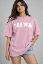 Dog Mom Varsity Tee | Puff Print Oversized T-Shirt