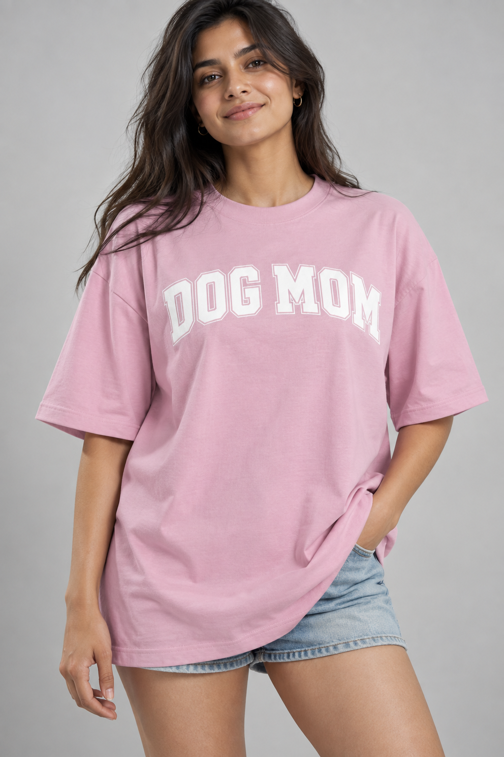 Dog Mom Varsity Tee | Puff Print Oversized T-Shirt