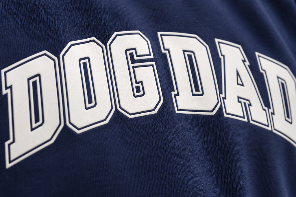 Dog Dad Varsity Tee | Puff Print Oversized T-Shirt