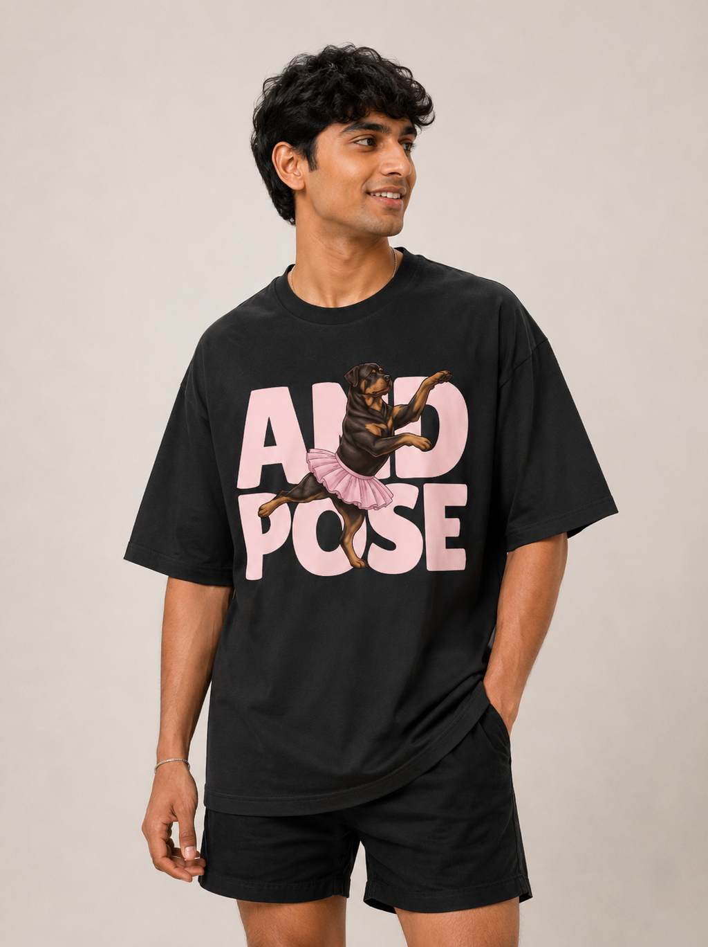 Gentle Giant Society Rottweiler Oversized Tee close-up of the graphic print