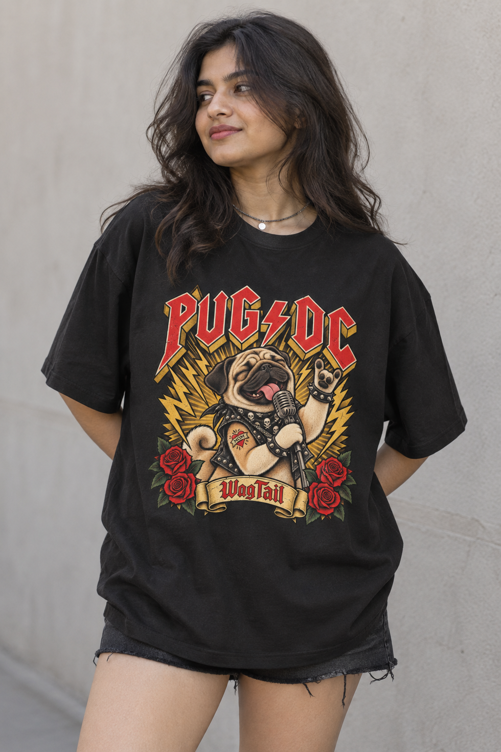 Pug | PUG/DC Oversized T-Shirt - styled on model