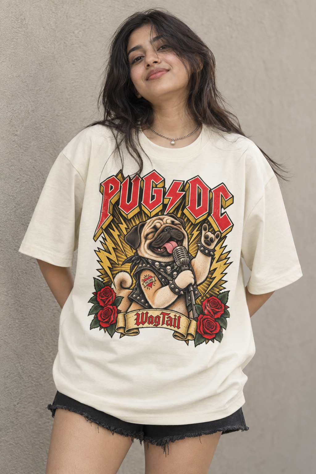 Pug | PUG/DC Oversized T-Shirt - alternate color, styled on model