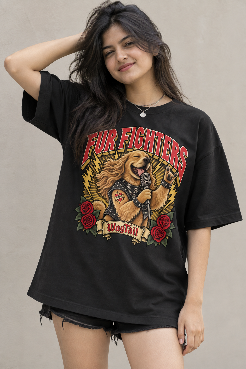 Golden Retriever | Fur Fighters Oversized T-Shirt - styled on model