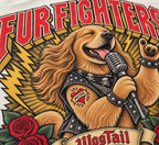 Golden Retriever | Fur Fighters Oversized T-Shirt - alternate color, close-up of print detail