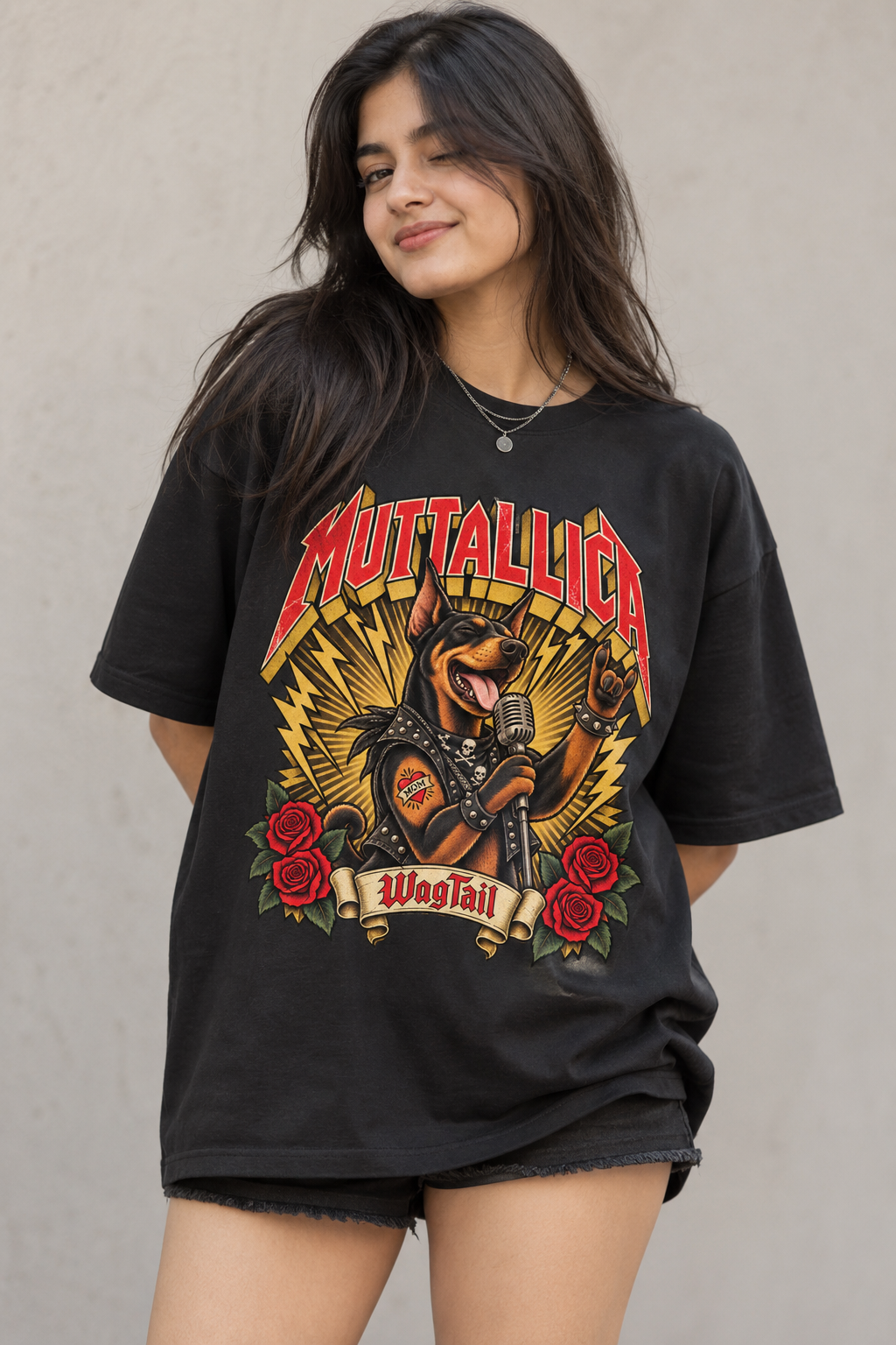 Doberman | Muttallica Oversized T-Shirt - lifestyle photo