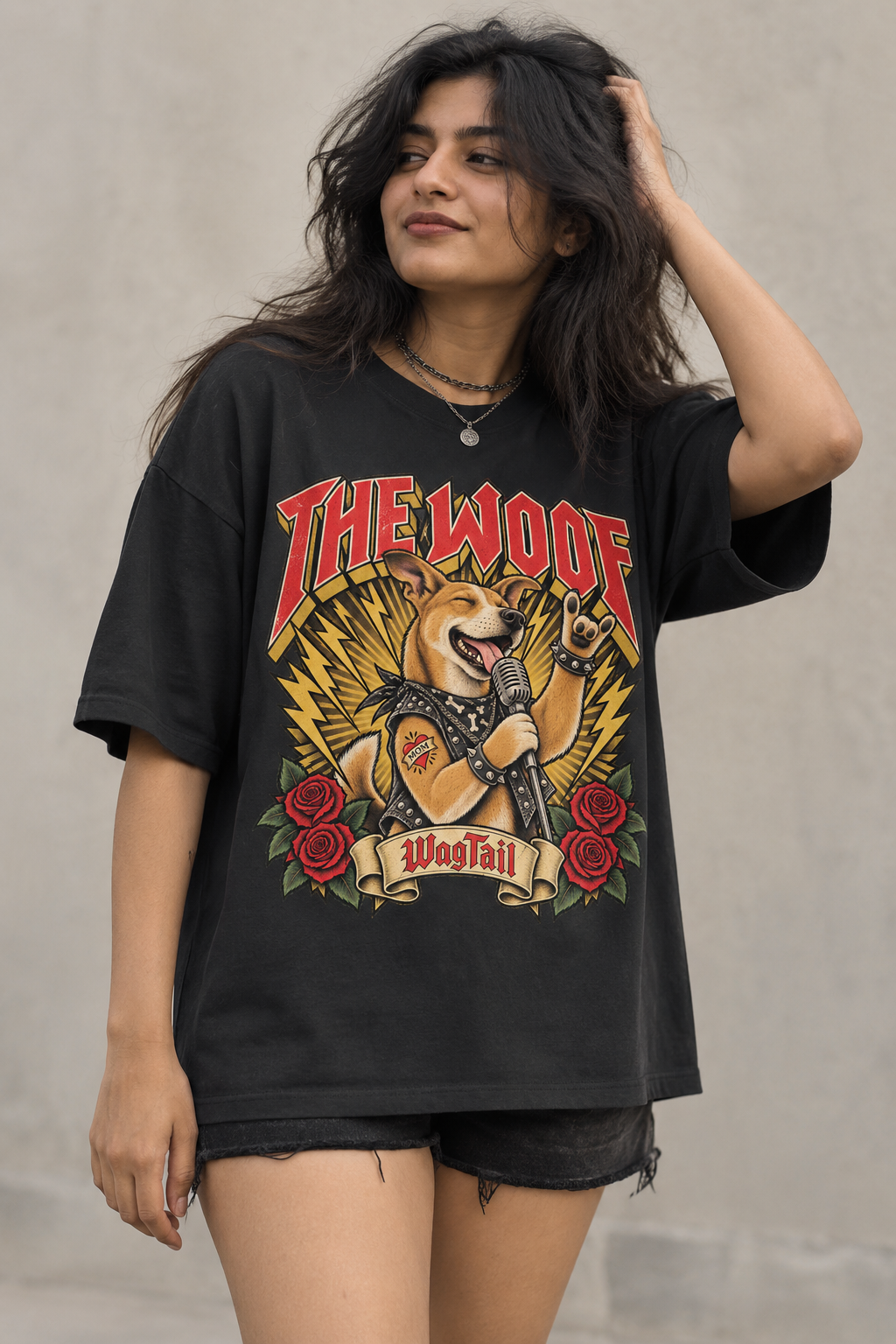 Indie | The Woofs Oversized T-Shirt - styled on model