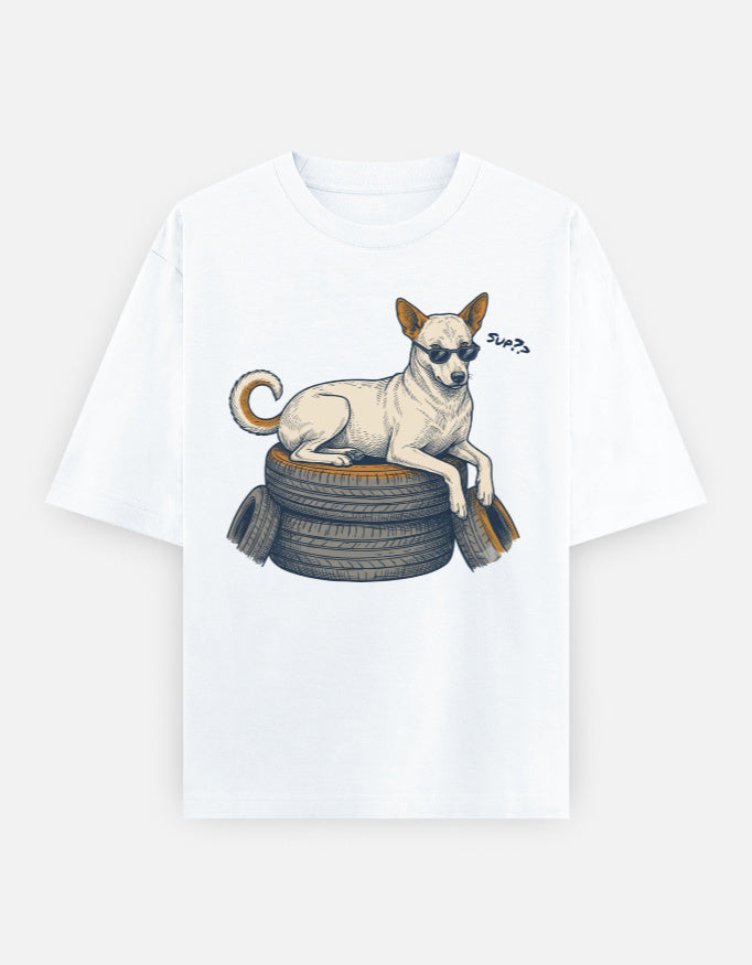 Street Smart Society Indie Dog Oversized Tee flat lay product photo