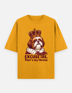 Imperial Shih Tzu Society Oversized Tee fabric and print detail shot