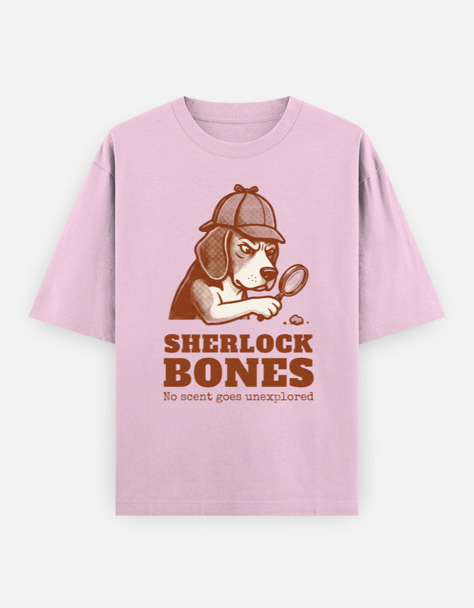 Sherlock Bones Beagle Oversized Tee styled on a model, casual outfit