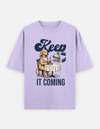 Keep It Coming Golden Retriever Oversized Tee styled on a model, casual outfit