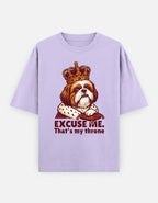 Imperial Shih Tzu Society Oversized Tee styled on a model, casual outfit
