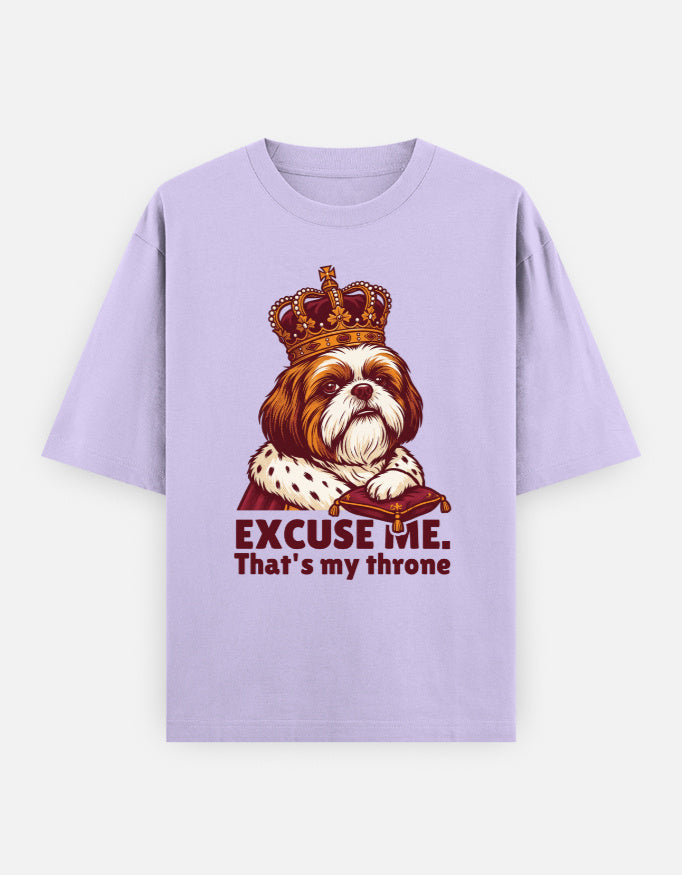 Imperial Shih Tzu Society Oversized Tee styled on a model, casual outfit