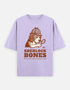 Sherlock Bones Beagle Oversized Tee fabric and print detail shot