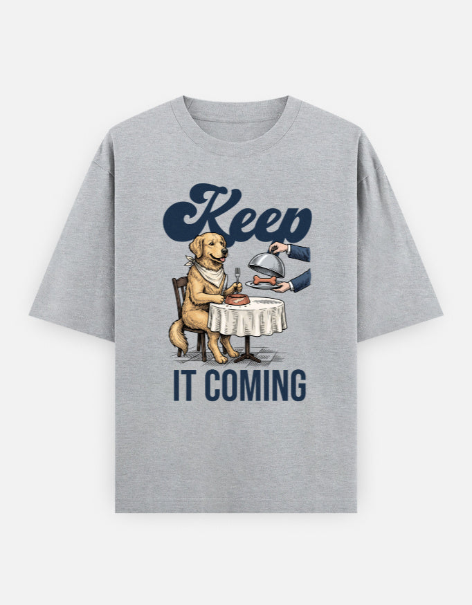 Keep It Coming Golden Retriever Oversized Tee flat lay product photo