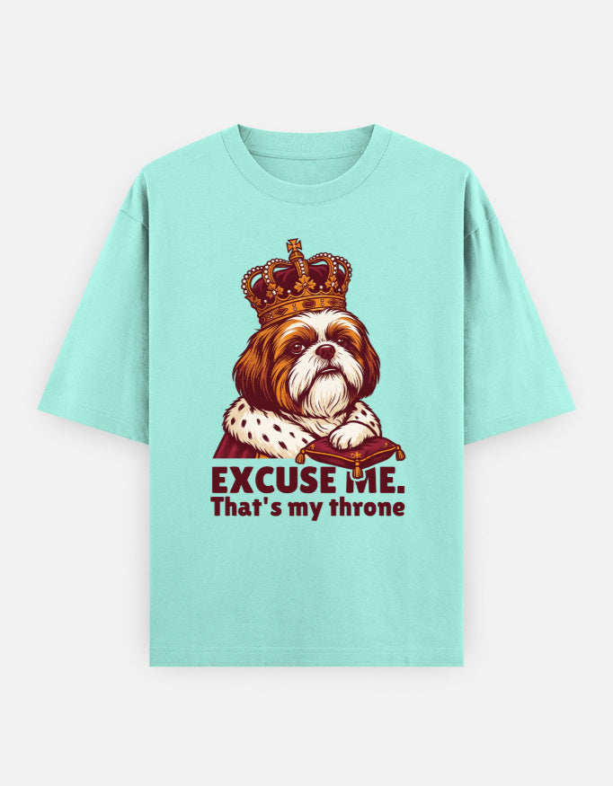 Imperial Shih Tzu Society Oversized Tee styled on a model, casual outfit