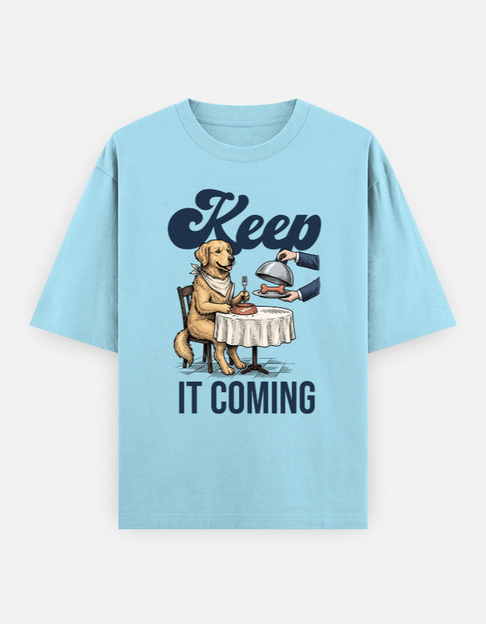 Keep It Coming Golden Retriever Oversized Tee shown from the back