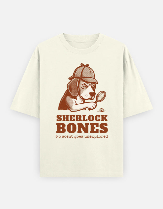 Sherlock Bones Beagle Oversized Tee shown from the back