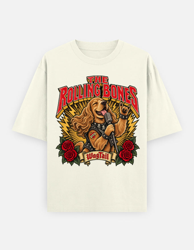 Cocker Spaniel | The Rolling Bones Oversized T-Shirt - alternate color, front flat lay