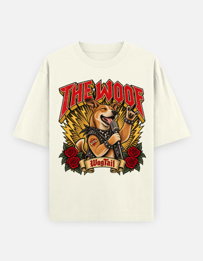 Indie | The Woofs Oversized T-Shirt - alternate color, front flat lay