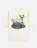 Street Smart Society Indie Dog Oversized Tee styled on a model, casual outfit