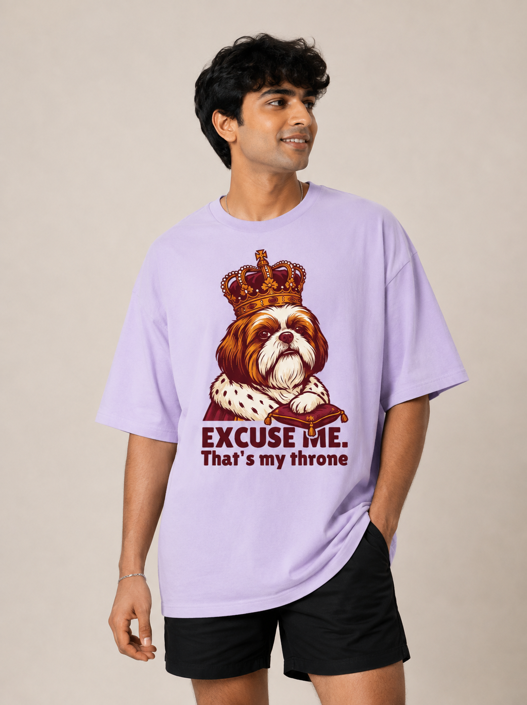 Imperial Shih Tzu Society Oversized Tee worn by a model, front view