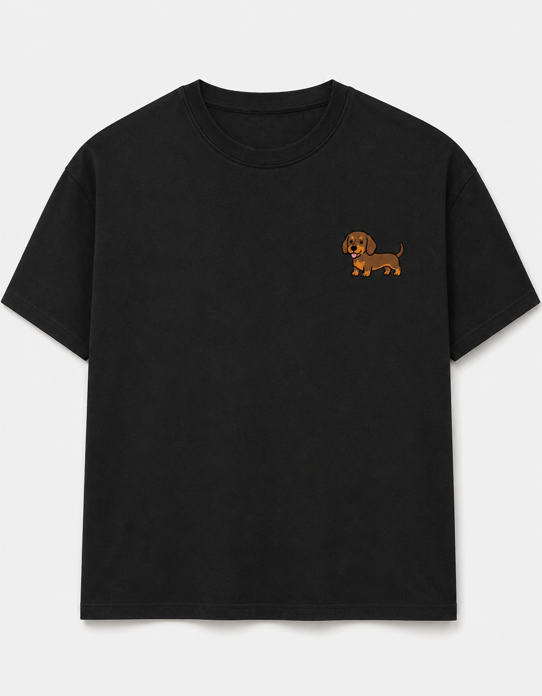 Dachshund Embroidered Tee flat lay product photo