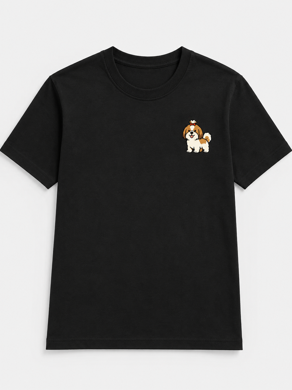 Shih Tzu Embroidered Tee shown from the back