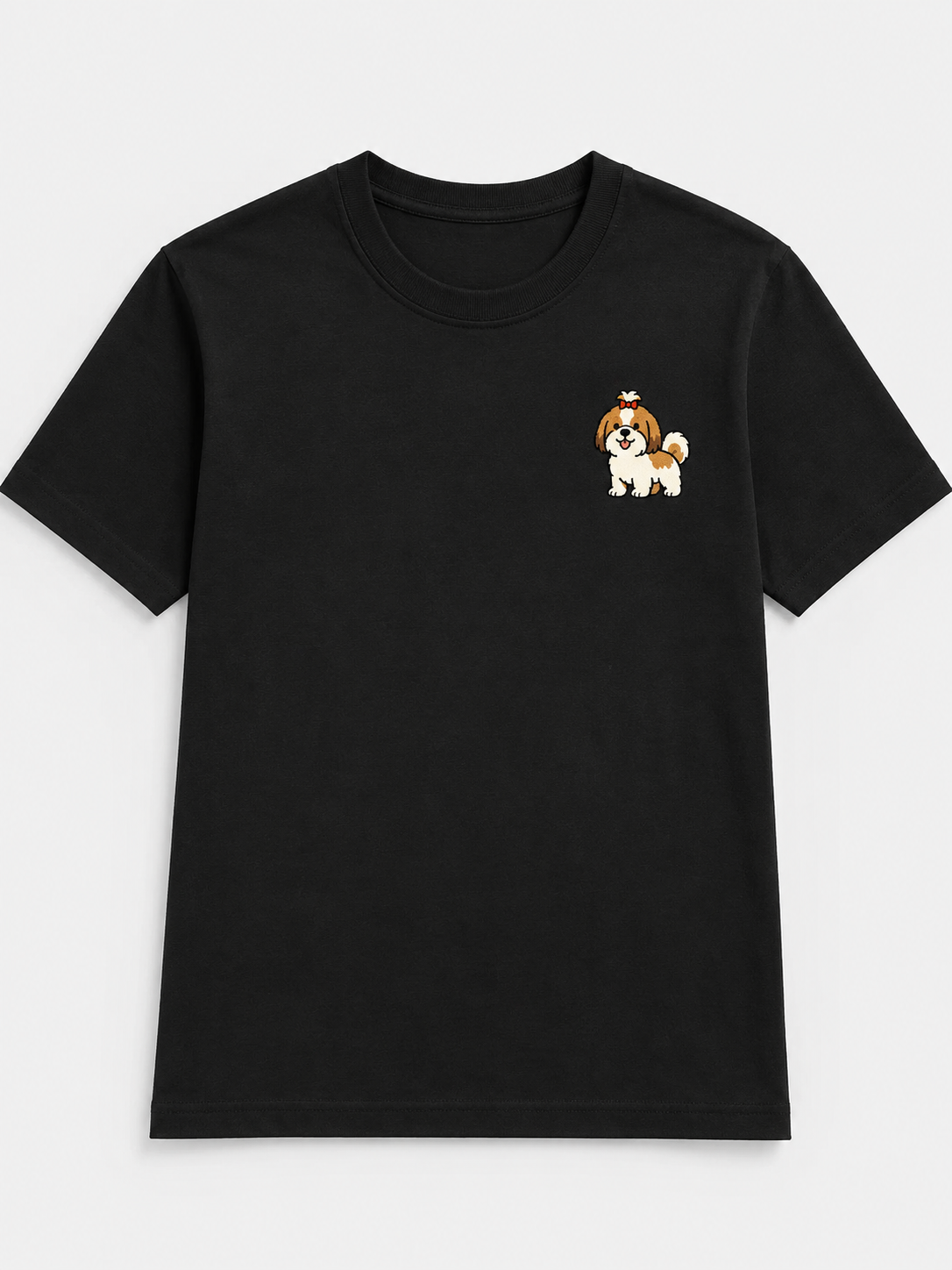 Shih Tzu Embroidered Tee shown from the back