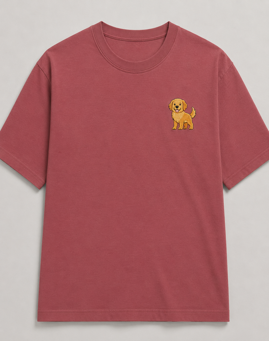 Golden Retriever Embroidered Tee flat lay product photo