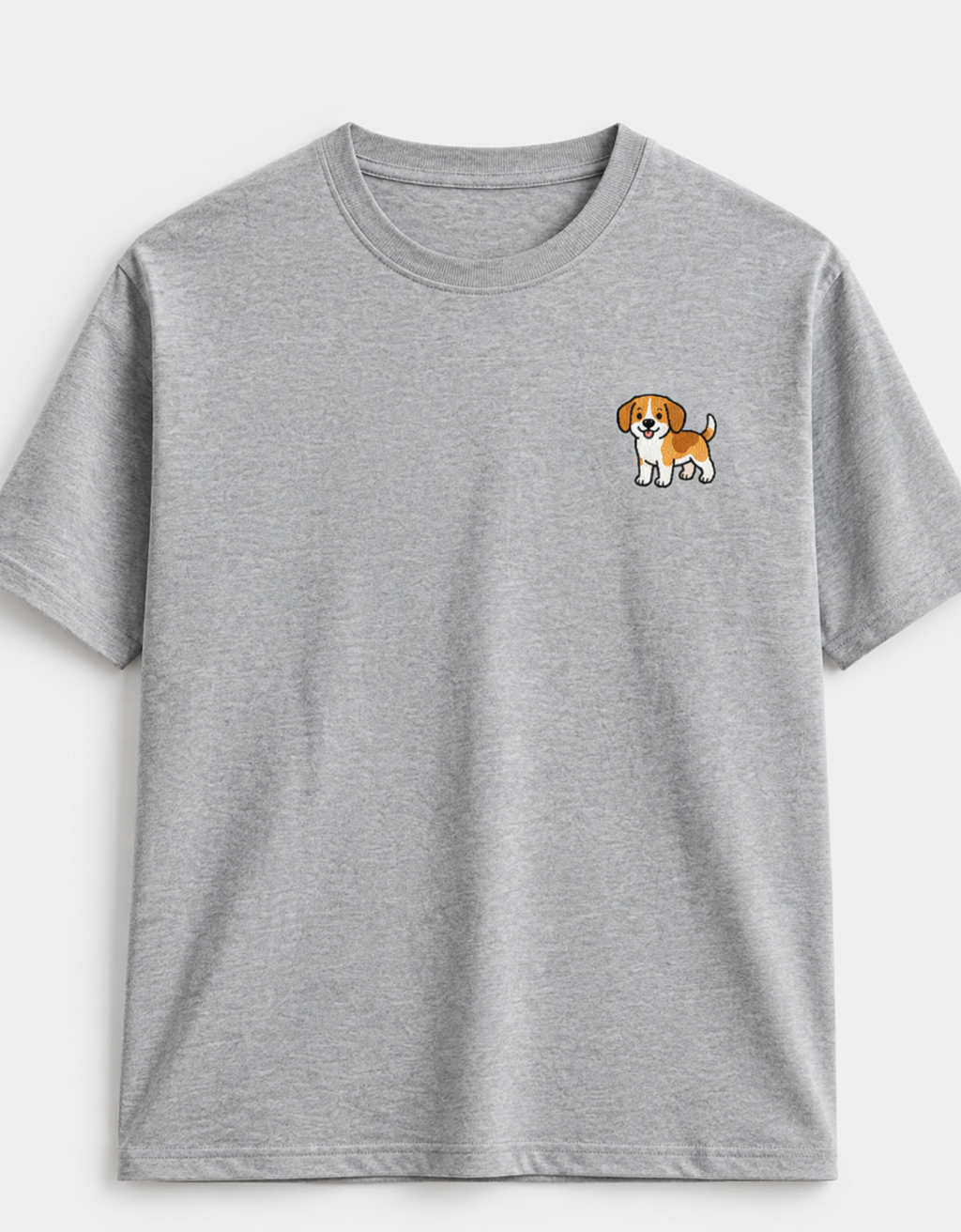 Beagle Embroidered Tee fabric and print detail shot