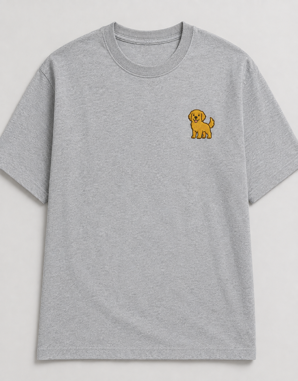 Golden Retriever Embroidered Tee fabric and print detail shot