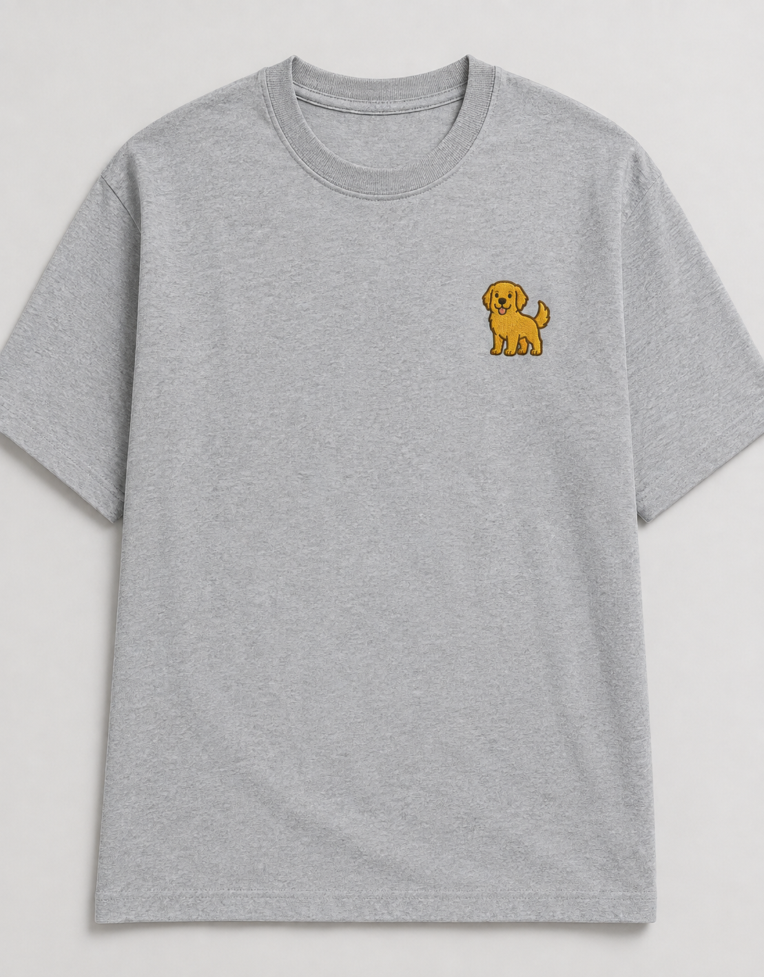 Golden Retriever Embroidered Tee fabric and print detail shot