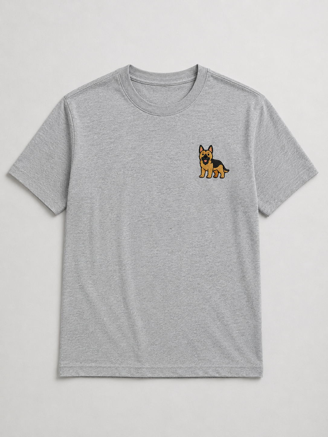 German Shepherd Embroidered Tee worn by a model outdoors