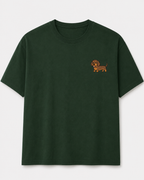 Dachshund Embroidered Tee worn by a model outdoors