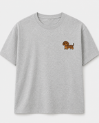 Dachshund Embroidered Tee fabric and print detail shot