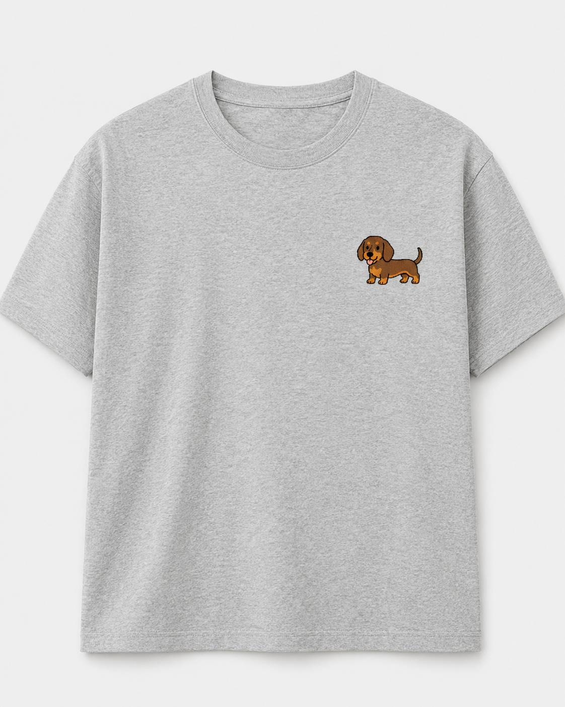 Dachshund Embroidered Tee fabric and print detail shot