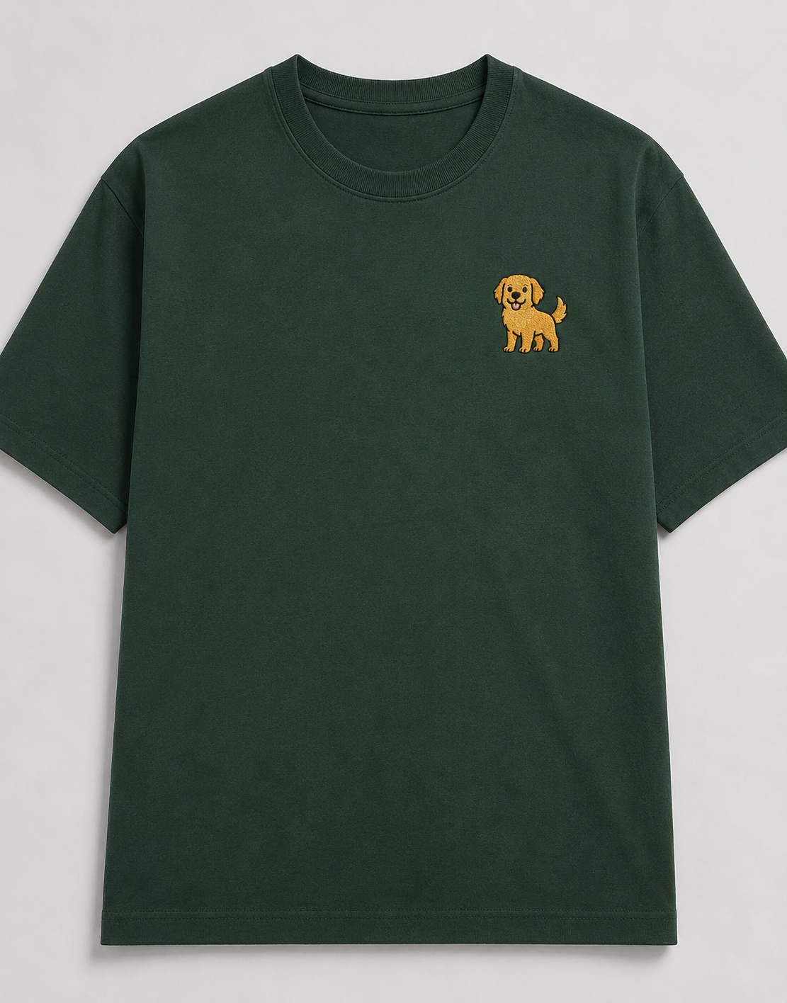 Golden Retriever Embroidered Tee worn by a model outdoors