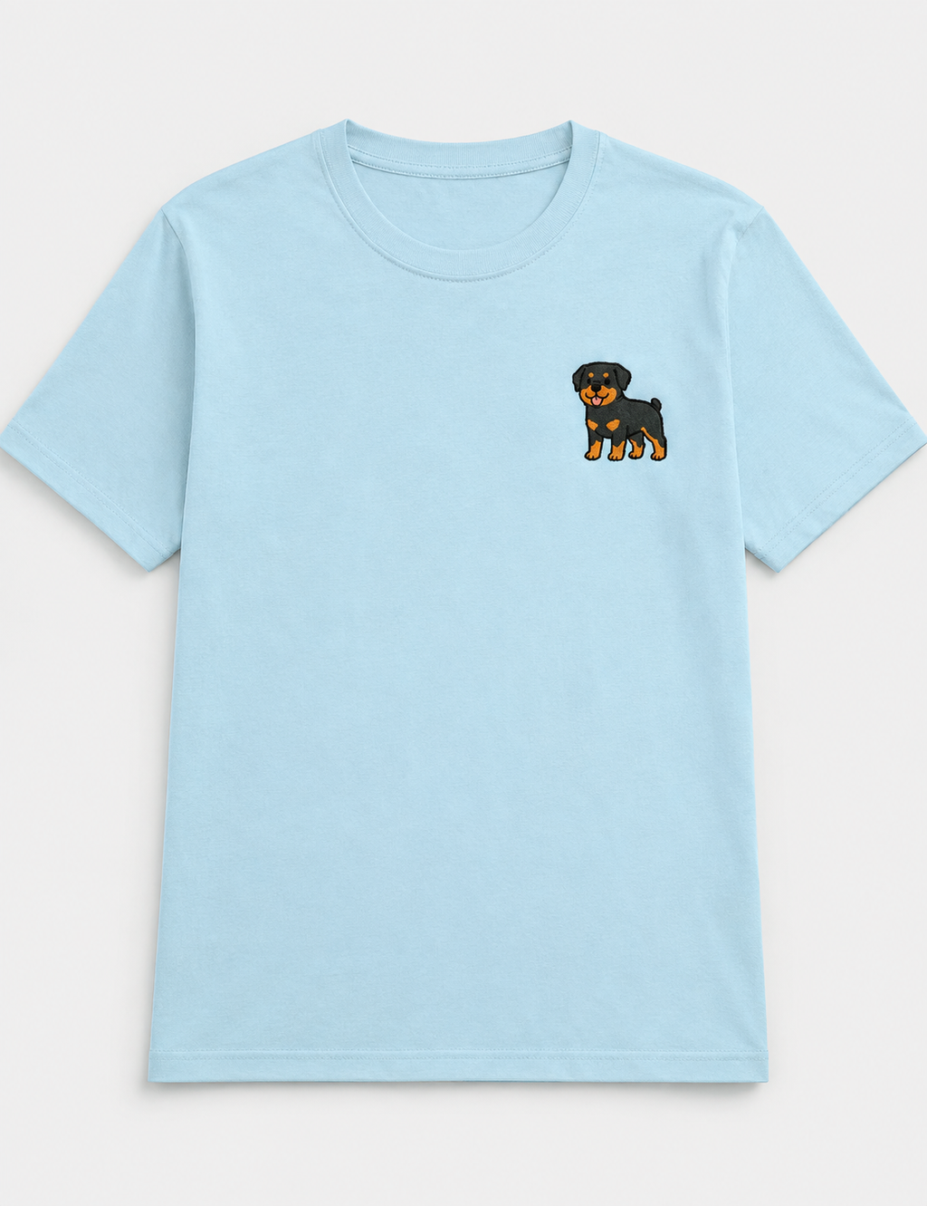 Rottweiler Embroidered Tee styled on a model, casual outfit