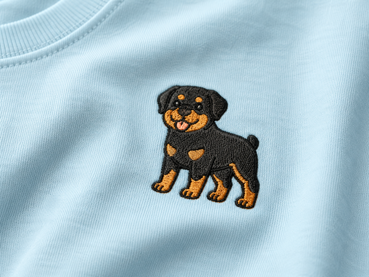 Rottweiler Embroidered Tee worn by a model, front view