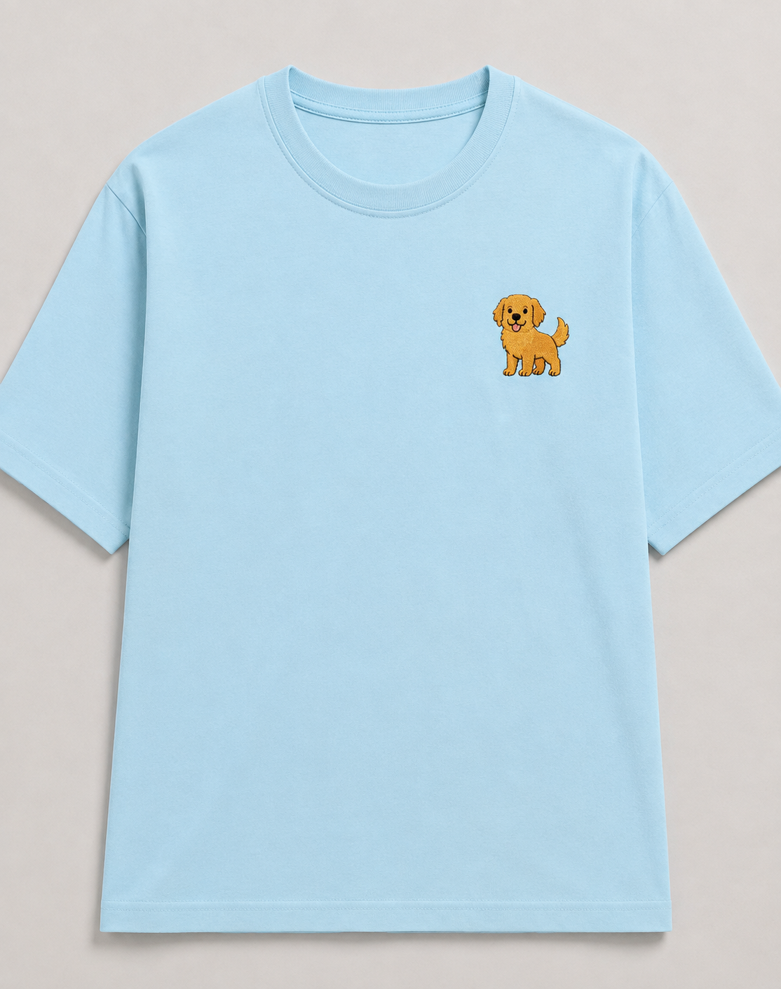 Golden Retriever Embroidered Tee worn by a model, front view