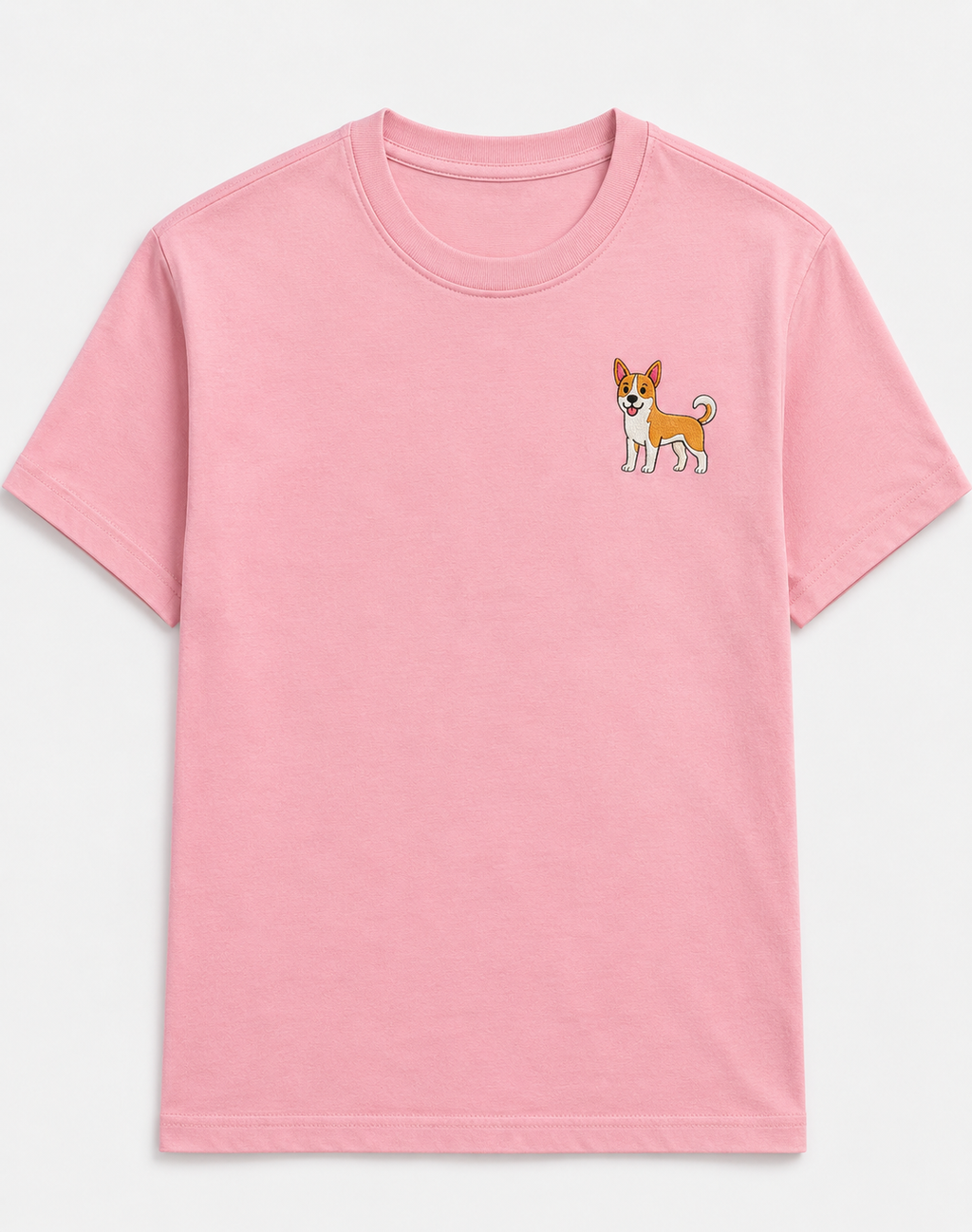 Indie Dog Embroidered Tee worn by a model, front view