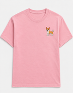 Indie Dog Embroidered Tee worn by a model, front view