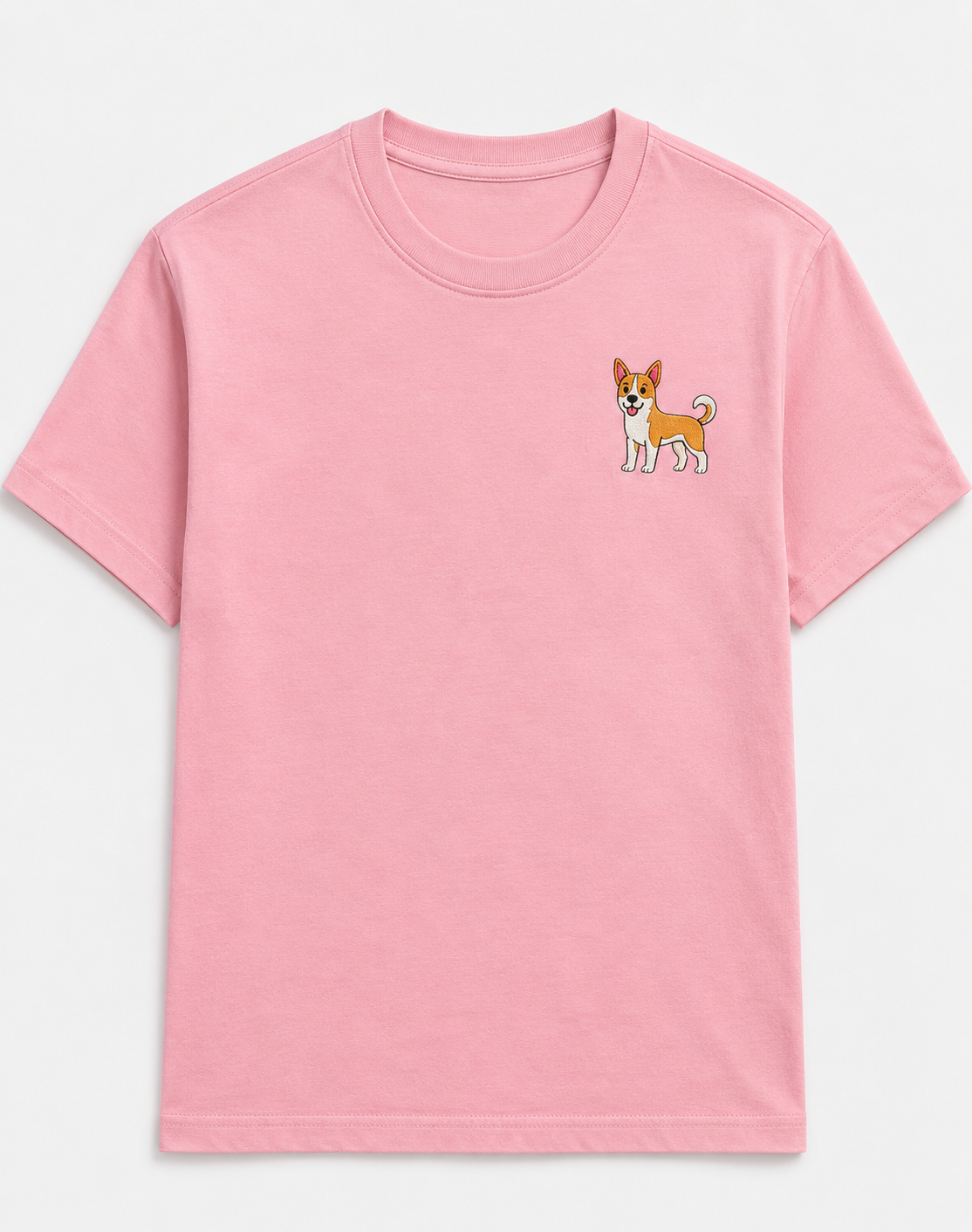 Indie Dog Embroidered Tee worn by a model, front view