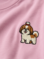 Shih Tzu Embroidered Tee worn by a model, front view