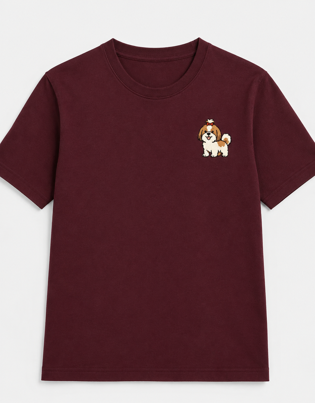 Shih Tzu Embroidered Tee flat lay product photo