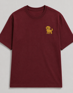 Golden Retriever Embroidered Tee close-up of the graphic print